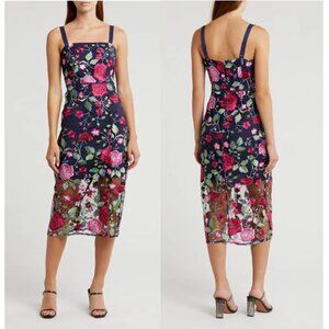 NWT New $158 Sam Edelman Peony Embroidered Midi Dress Size 0